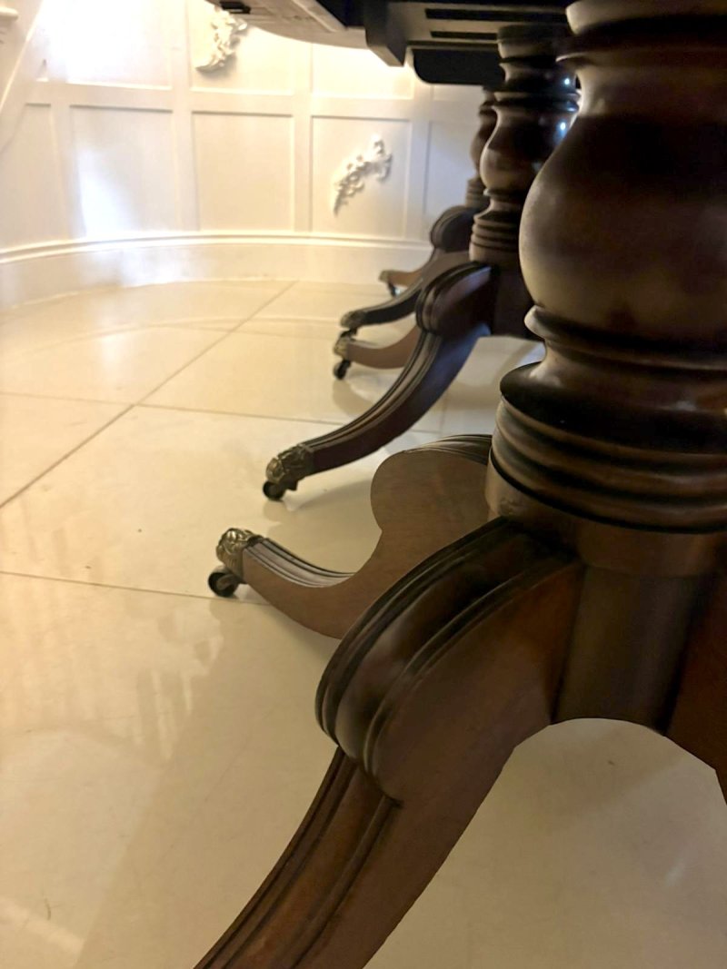 Antique Georgian Three Pillar Mahogany Extending Dining Table 16 Seater - Image 11